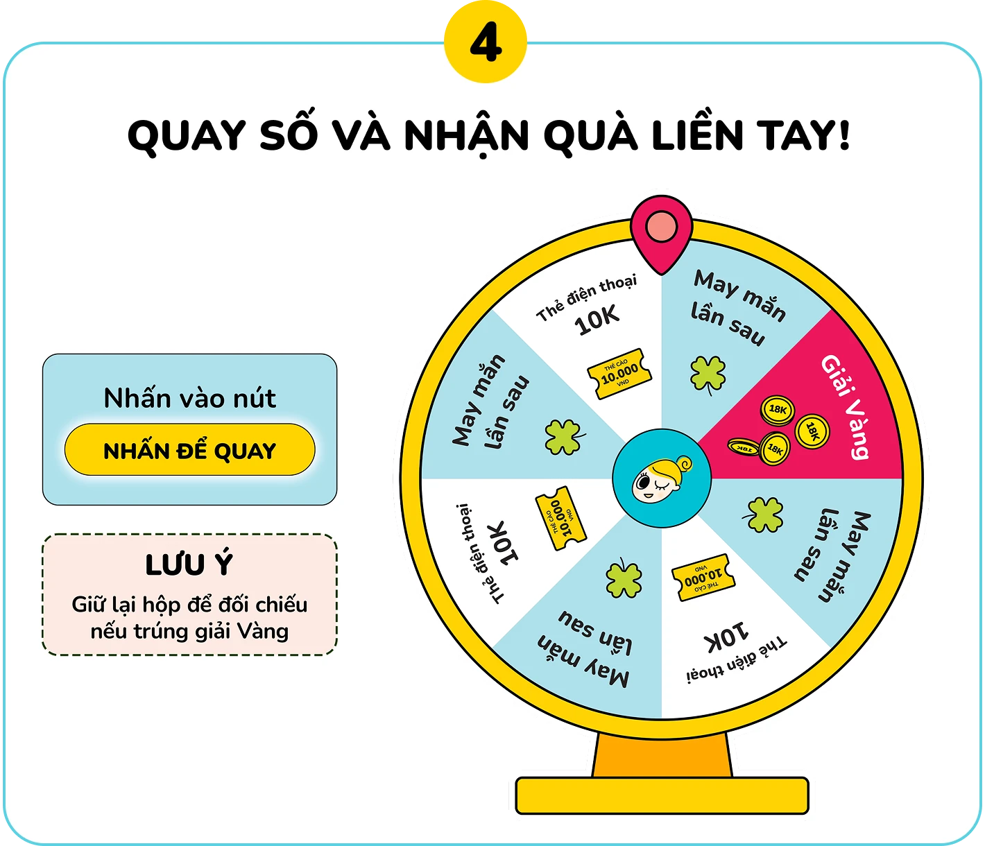 Bước 4: Quay số và nhận quà liền tay